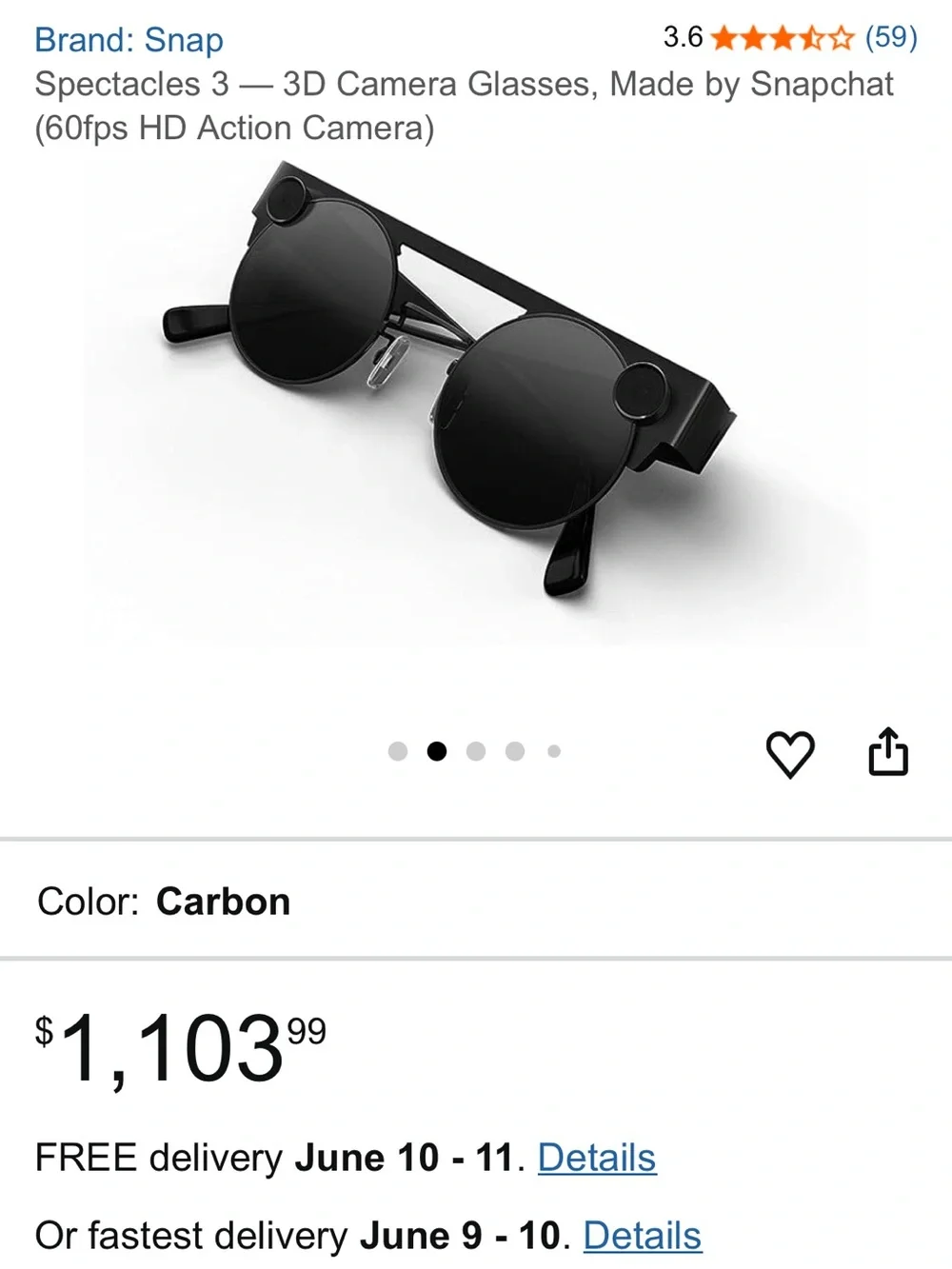 Spectacles 3 Carbon - Dark Gray
